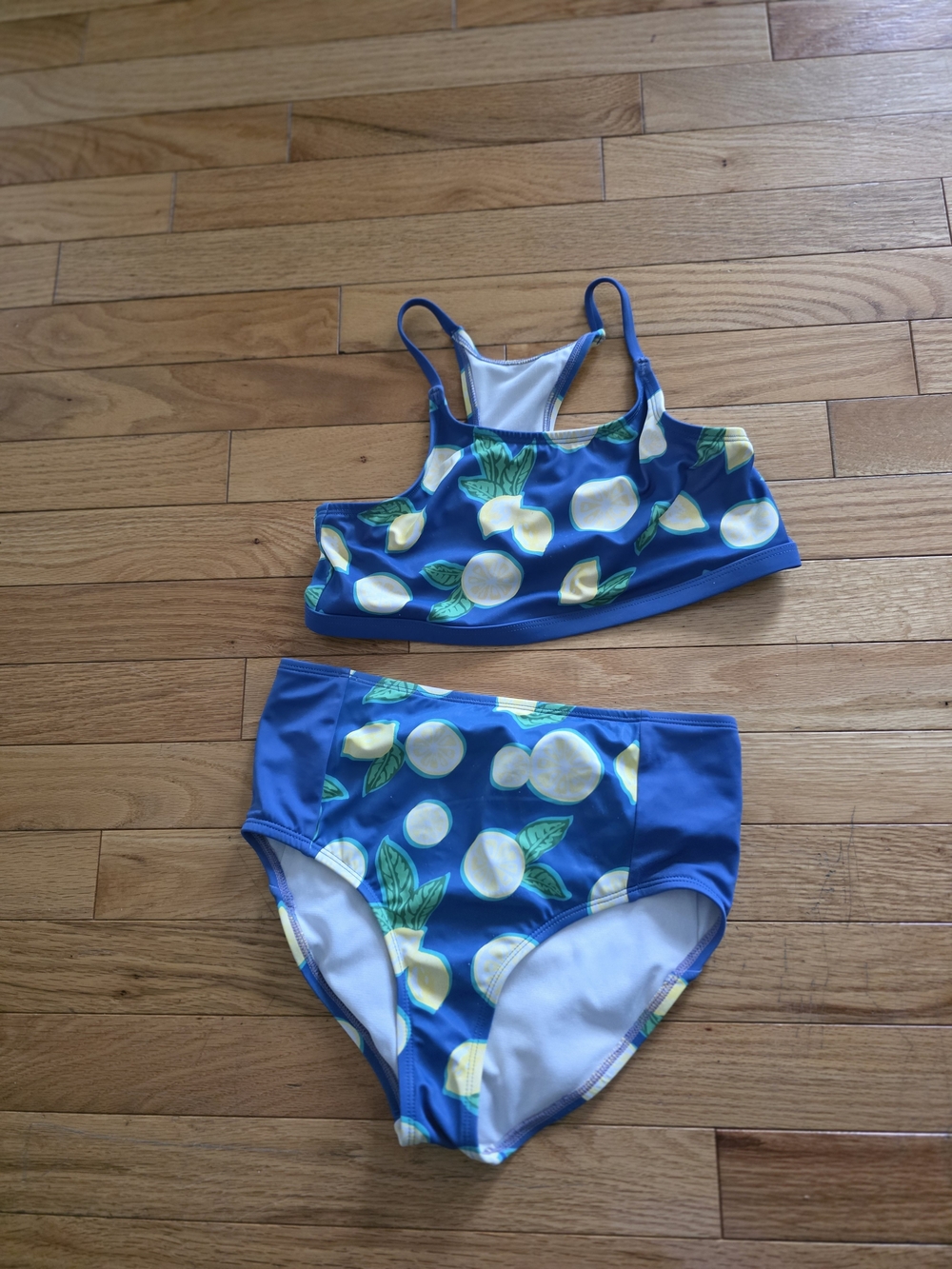 DSG Blue Lemon Print Girls' Two-Piece Swim Set